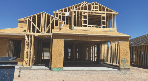 Reduce lumber waste to save on framing costs and for a clean jobsite like this one with no lumber scraps in the dumpster