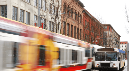 Rapid transit options in a downtown area