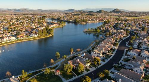 Aerial view of residential area in Riverside, CA