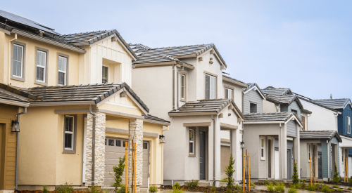 Row of new, single-family homes in California