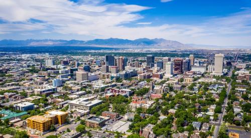 Aerial view of Salt Lake City metro area