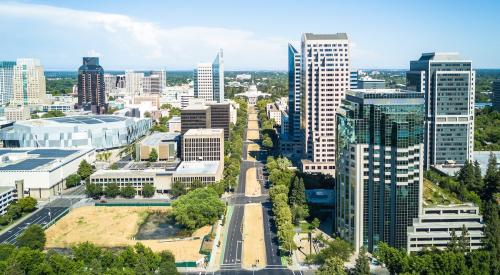 Aerial view of downtown Sacramento, CA