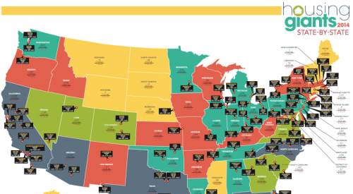 Professional Builder 2014 Housing Giants heat map