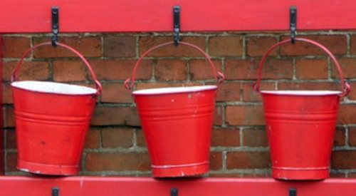 6 red buckets 