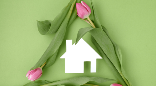 House and tulips for spring homebuying