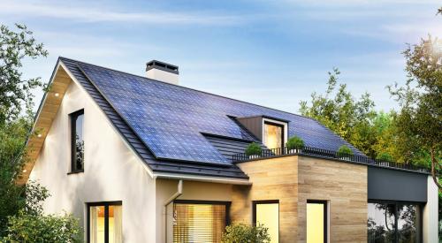 Modern home construction with solar panels