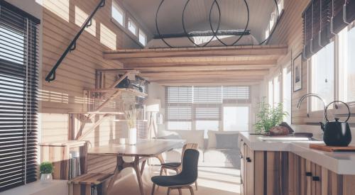 Timber prefab home interior