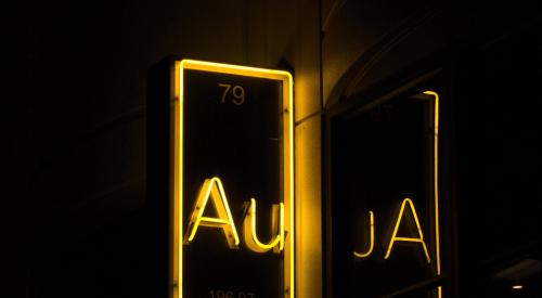 Neon sign of gold periodic table abbreviation