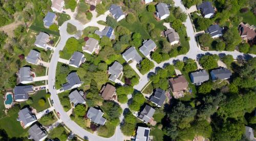 Aerial view of residential neighborhood