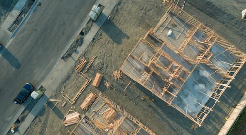 Aerial view of construction site