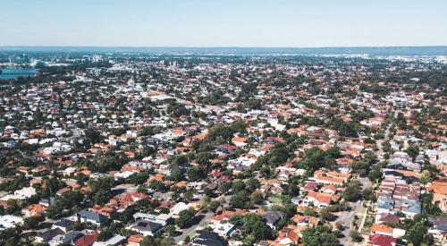 Aerial view of homes in a neighborhood