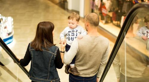 Family in a shopping mall