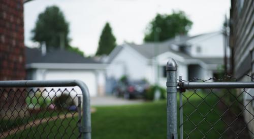 Suburban fence and yard