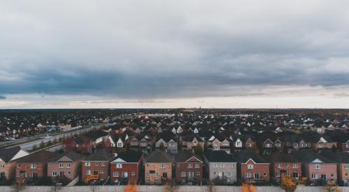 Aerial view of neighborhood