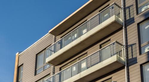 Close up of apartment balconies