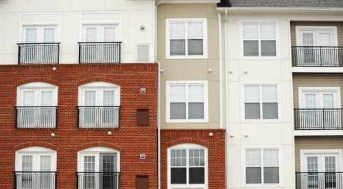 Closeup of apartment building exterior