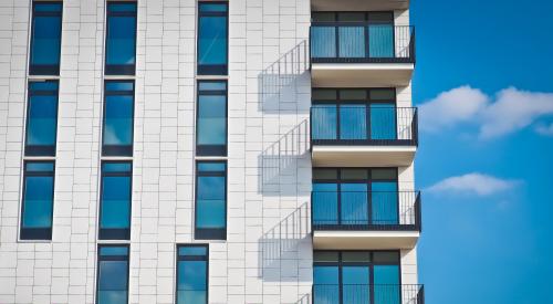 Apartment building with balconies