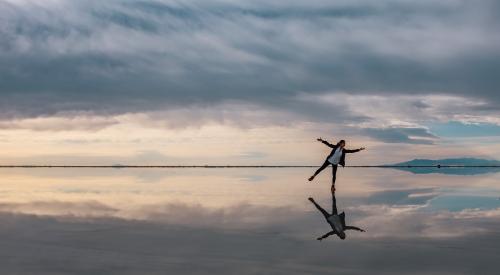 Person dancing on water