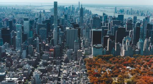 aerial view of New York City and Central Park