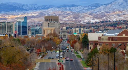 Aerial view of Boise, Idaho, where the housing market is declining