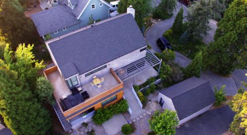 Aerial view of house exterior