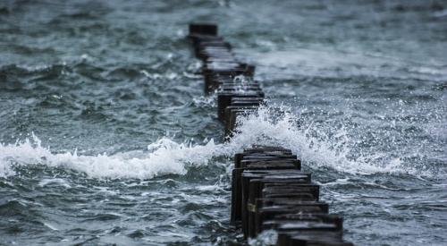 breakwater protecting the coast from storms and inclement weather