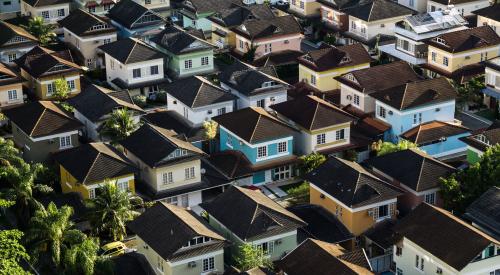 Aerial view of single-family homes in neighborhood