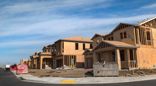 Tract houses being built.