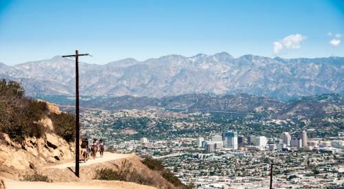 California city view from hills dried by drought