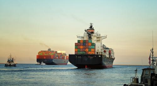 Cargo ships at sea