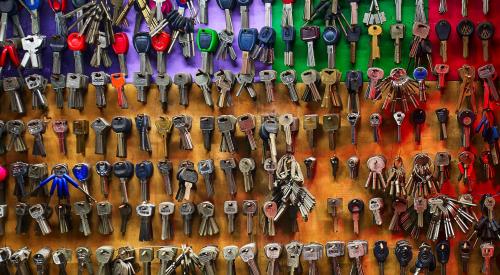 Keys hanging on a wall