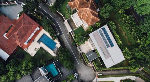 Aerial view of neighborhood