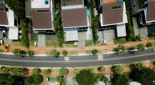 Aerial view of neighborhood