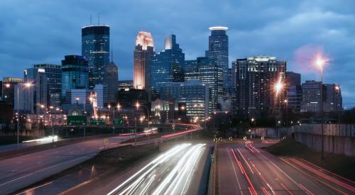 Cars leaving city