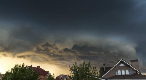 Cloudy skies over neighborhood