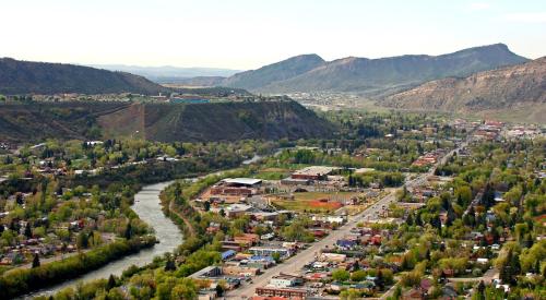 Aerial view of southwestern Colorado town