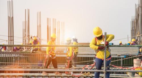 Construction workers building onsite