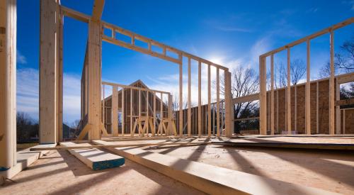 Newly framed house on empty jobsite