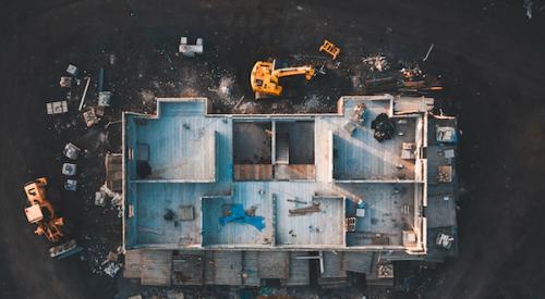 Construction site aerial view