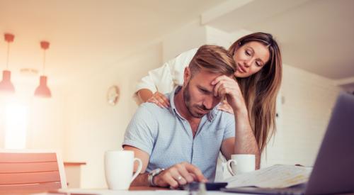 Couple paying bills