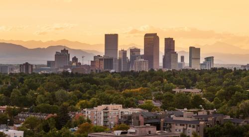 Metro Denver at sunset