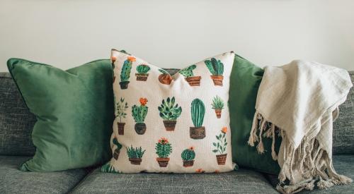 Throw pillows on a sofa