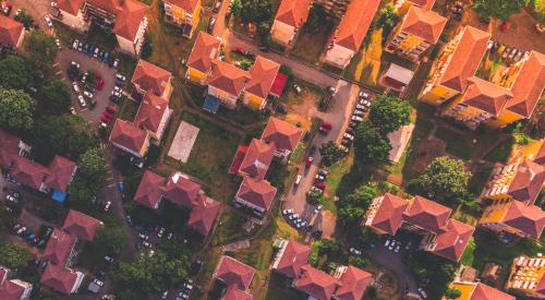 Aerial view of neighborhood