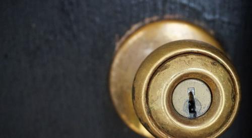 Door knob on a home entryway door