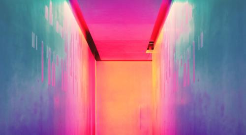 Hallway with neon lighting