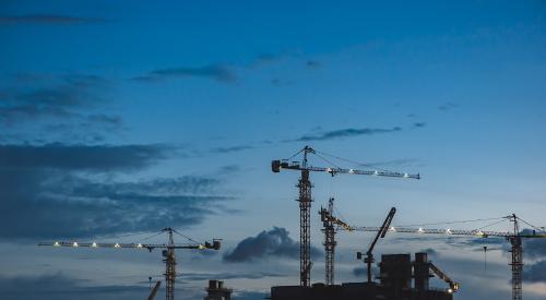 Construction site at twilight