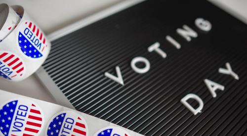 Voting Day sign and stickers