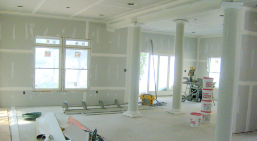 home interior with drywall installed