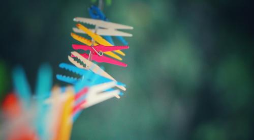 Multicolored clothes pins