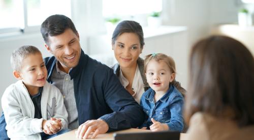 Family looking at rent